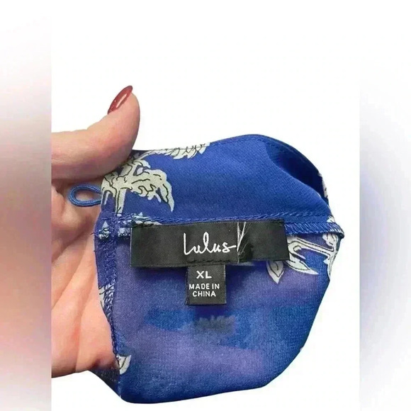 Lulus Royal Blue New NWOT Floral Print Midi Dress Size XL - Picture 4 of 5